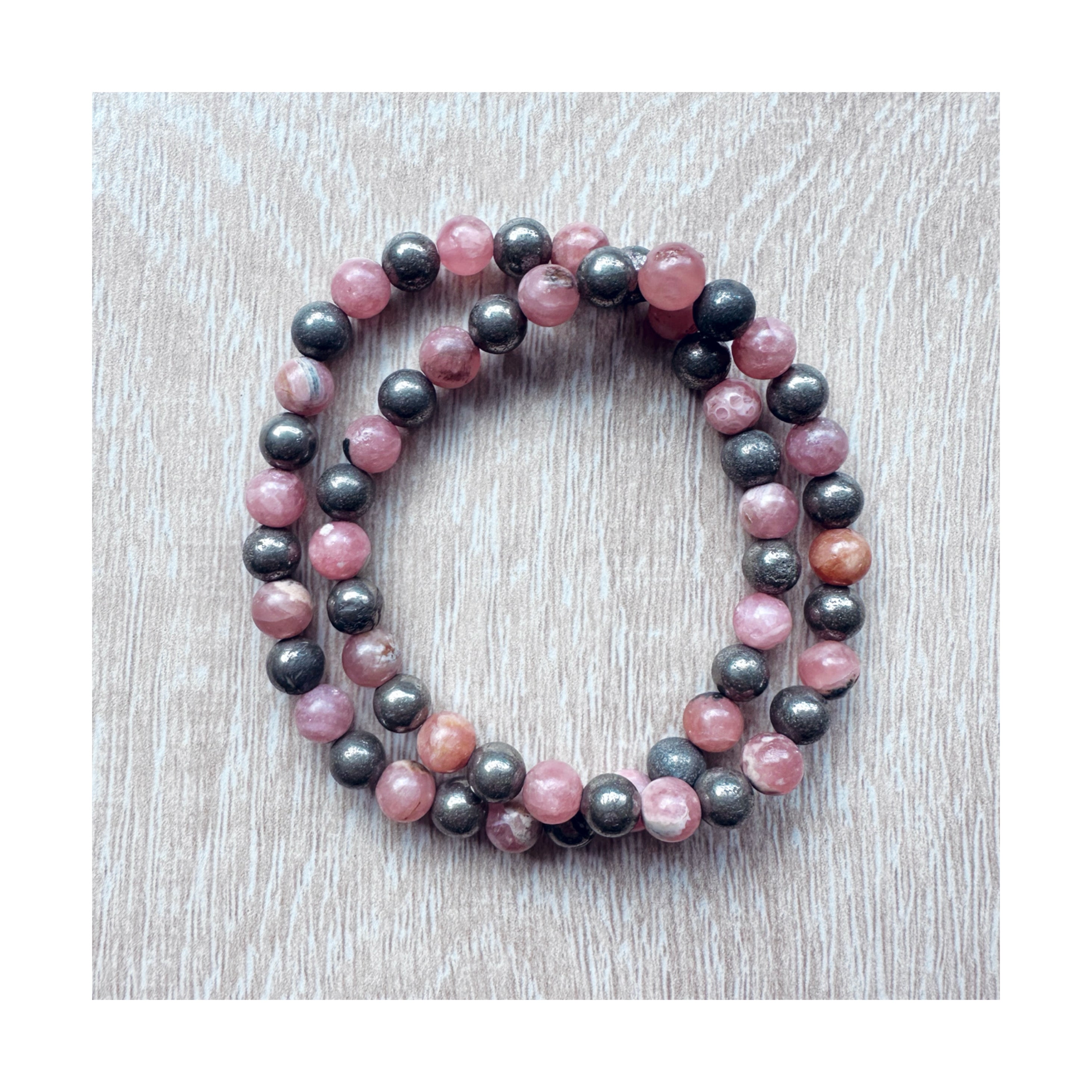 Rhodochrosite and Pyrite Bracelet