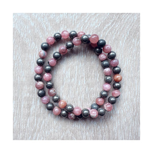 Rhodochrosite and Pyrite Bracelet