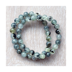 Prehnite and Black Tourmaline Bracelet